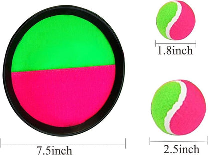 Toss and Catch Ball Game Set with 2 Paddles, 2 Balls, Ideal for Developing Hand-Eye Coordination