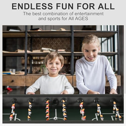 RAYKEEP 58" Foosball Table, Competition Soccer Table Game w/ 2 Balls for Adult Youth, Heavy-Duty Arcade Table Soccer for Home, Game Room - color: Black