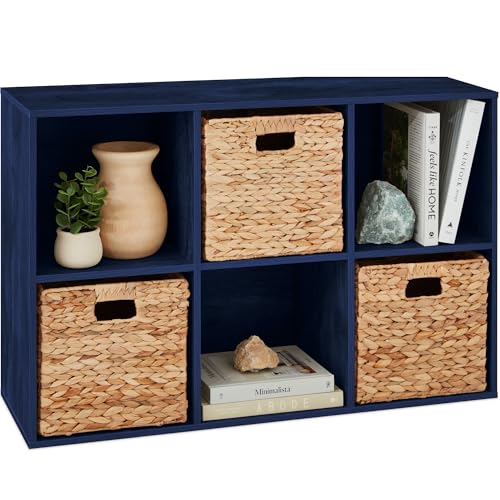 Best Choice Products Kids Bookcase 6-Cube Storage Organizer, 11in Shelf Opening, Bookshelf, Toy Storage, Customizable w/ 3 Removable Back Panels – Navy - color: Navy, size: 6-Cube, 11in Shelf Opening