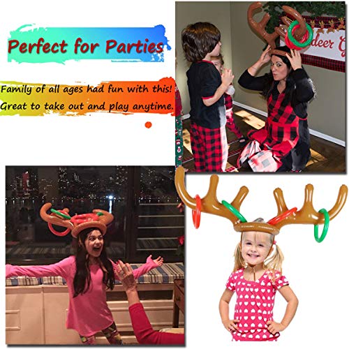2 Set Inflatable Reindeer Antlers Ring Toss Game, Christmas Games for Family Party Great for Adults and Kids - style: 2 PACK