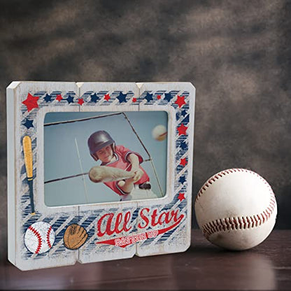 Neil Enterprises 6" x 4" Whitewash Finish Wood Baseball Picture Frame