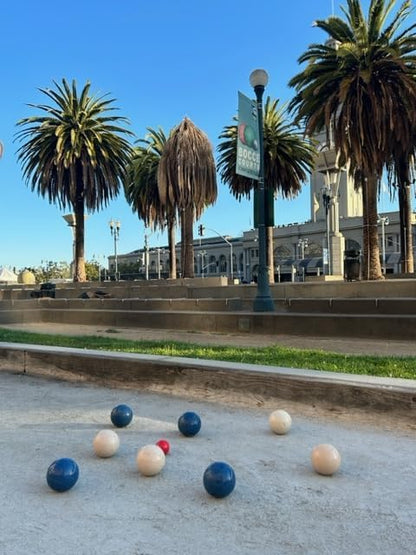 BuyBocceBalls Listing - Made in USA, Premium Quality Official Tournament Bocce Set - 110mm Blue and Dark Red Balls Nylon Bag; Regulation Size Balls 998 Grams (2 lbs. 3.2 oz.)