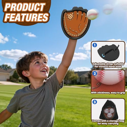 HYES Toss and Catch Ball Set, Outdoor Games for Kids Ages 3-12, Sticky Catch Game Toy with 2 Paddles & 3 Balls, Toddler Baseball Glove Set for Beach Yard Camping, Gift for Boys & Girls - style: 2 pack