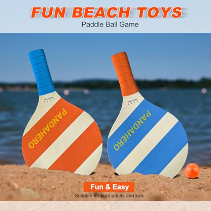 Pandahero Beach Paddle Ball Replacement Set - 12 Colorful High Visibility Waterproof Balls, Suitable for Smash Ball, Pro Kadima, and All Kinds of Outdoor Beach Paddle Games - style: 2 rackets+12 balls