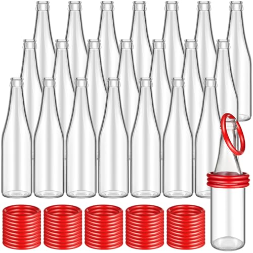Tioncy Ring Toss Outdoor Carnival Backyard Adults Fun Target Glass Bottles with Mixed Color Rings Hoops for Family Outside Sport Party Accessories - color: Red Hoops