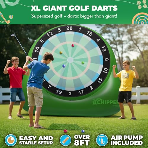 Swooc Games® - Bull Chipper™ | Giant Golf Darts with 10+ Golf Games | Backyard Game with Air Pump | Yard Game for Adults | Giant Outdoor Fun for Adults and Family | Outside Activity - Golf Chipper - size: XL - 8ft
