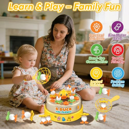 B.Duck Board Games for Kids, B.Duck Bounce and Catch Duck Game Toys for Toddler, Jumping Ducks Game Toys, 2 Players Handheld Interactive Toy for Boys Girls, Family Board Games, Birthday Gifts.