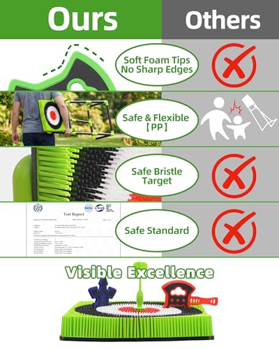 Axe Throwing Game for Backyard with Bristle Target & 12 Throwing Axes Set, Indoor & Outdoor Games for Adults, Kids & Family, Yard Games Toys, Axe Throwing Target,Dart Board,Carnival Games(Green)