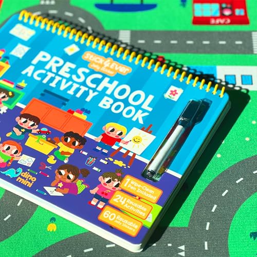 Stick4Ever Preschool Activity Book - Reusable Sticker Book for Toddlers 2-4 Years - Mess-Free Educational Travel Activity for Kids, Boys & Girls - No Mess Travel Toys & Road Trip Essentials