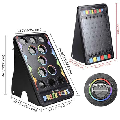 WinSpin 30"x19" Prize Drop Board & 41"x25" Bean Bag Toss Game with 10 Pucks & 5 Bean Bags for Carnival Events