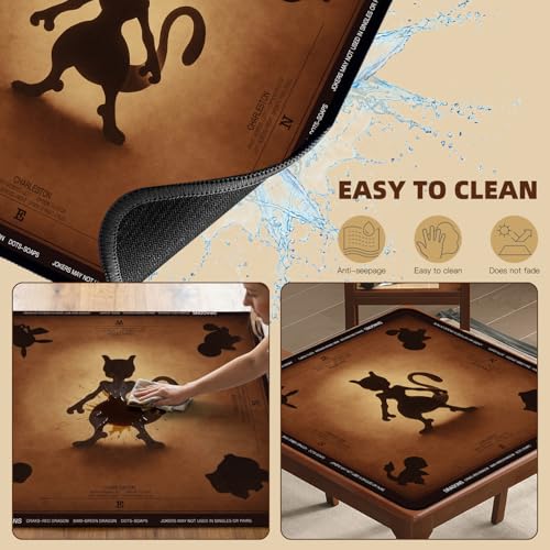 ARELUX Neoprene Mahjong Mat with Carrying Bag 32"x32" No Creases Rolled Shipping American Mahjong Mat with Charles Rules Anti-Slip & Noise Reduction Table Cover for Poker, Card & Board Game(Brown) - color: Brown