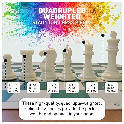 MegaChess Staunton Quadruple Weighted Chess Set - 4.1" Kings, 2 Boards, 34 Pieces, 4 lbs, Ages 8+ - size: Classic XL Super Heavyweight Edition