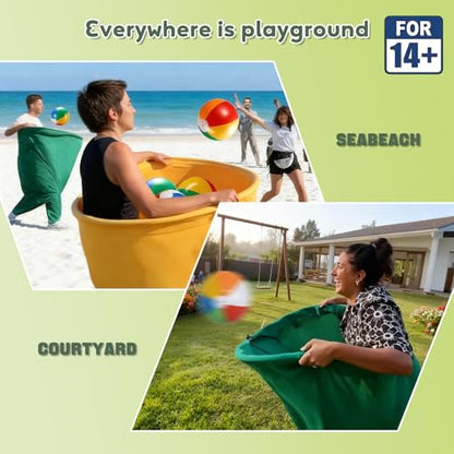 Granny Pants Yard Game with Balls, Giant Pants Catch Game, Outdoor Tossing Party Game for Family Reunion, Birthday, Backyard Fun for Adults & Teens - color: GREEN / YELLOW