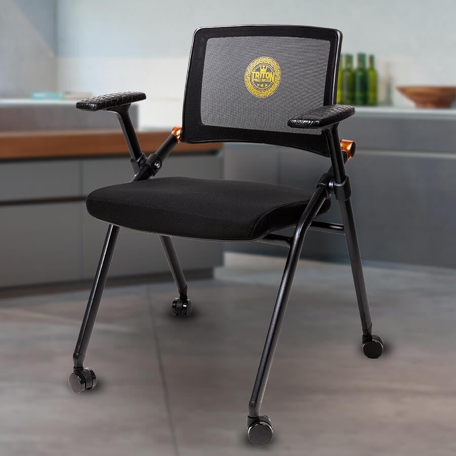 Triton Premium Foldable Poker Table with 10 Chairs and Poker Chips Set 300 - Leather Soft-Padded Armrest, Individual Cup Holders- Premium Chips Set, Individual Chair for Everyone - size: 10 Player with Chips & Chairs