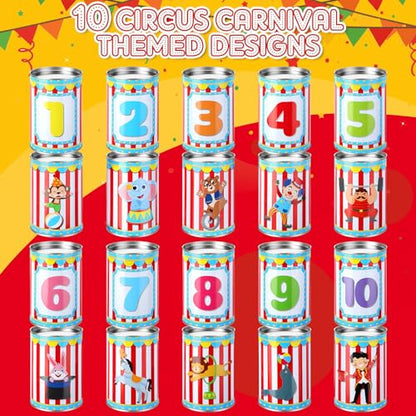 13 Pcs Carnival Can Game Bean Bag Toss Carnival Games with 10 Tin Cans and 3 Bean Bag for Easter Outdoor Family Party Birthday Indoors Outdoors Activities - style: Vivid Style