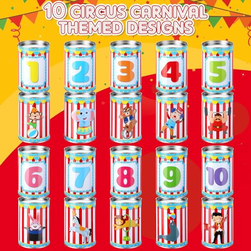 13 Pcs Carnival Can Game Bean Bag Toss Carnival Games with 10 Tin Cans and 3 Bean Bag for Easter Outdoor Family Party Birthday Indoors Outdoors Activities - style: Vivid Style