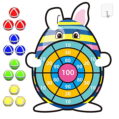 Easter Basket Stuffers,30" Bunny Dart Board with 12 Sticky Balls,Easter Eggs Filled,Easter Theme Party Favor,Easter Gifts for Boys Girls - Outdoor Indoor Kids Toys-Easter Decor Decorations