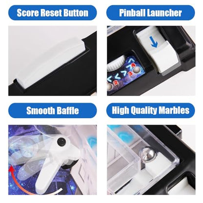 Pinball Desktop Machine Electronic Tabletop Pinball Game with Lights Sounds and Scoreboard Retro Pinballs Toy for Children and Familiy
