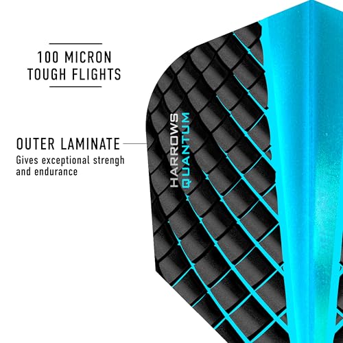 Harrows Quantum Dart Flights | 5 x Sets Darts Flights (15 Flights Total) I 100 Micron Dart Flights I Premium Extra Strong Made in UK I Professional Darts Accessories - color: Aqua