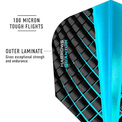Harrows Quantum Dart Flights | 5 x Sets Darts Flights (15 Flights Total) I 100 Micron Dart Flights I Premium Extra Strong Made in UK I Professional Darts Accessories - color: Aqua