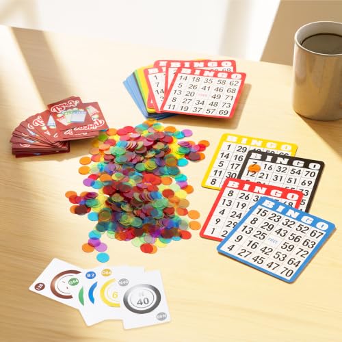 GSE Games & Sports Expert Complete Bingo Game Set with 100 Bingo Cards, 1000 Markers, Calling Cards Deck, Party Fun Game for Adults, Seniors, Family Gatherings, Classroom Activities, Large Groups - size: 100 Cards & 1000 Chips Set