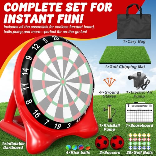 Inflatable Soccer Dart Board, Giant Kick Darts,Indoor Outdoor Lawn Yard Games for Kids Adults Family, Big Jumbo Carnival Games for Party | 6ft Dart Boards with Pump Accessories