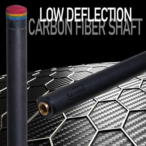 Carbon Fiber Pool Cue Stick 12.5mm Rainbow Tip Low Deflection Pool Stick with Uni-loc Pin Joint and Extension Pool Stick-20 oz - color: Cyan-Pro