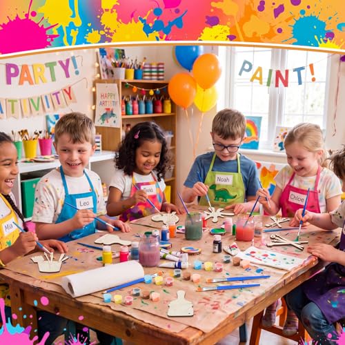 Saypacck 24 Pcs Art Painting Party Favors Wooden Painting Craft Kits Birthday Party Supplies with Organza Bag for Goodie Bags Fillers Adult Thank You Gifts - style: Art Painting