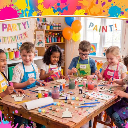 Saypacck 24 Pcs Art Painting Party Favors Wooden Painting Craft Kits Birthday Party Supplies with Organza Bag for Goodie Bags Fillers Adult Thank You Gifts - style: Art Painting
