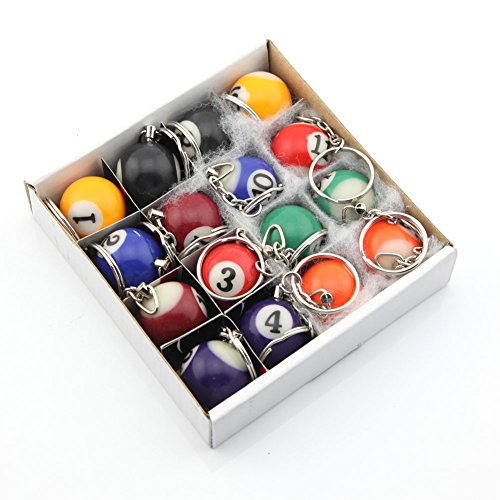 16 Assorted Colorful Billiards Pool Ball Keychain