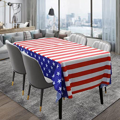 2 Pack Independence Day Plastic Tablecloths Fourth of July Party Plastic Table Covers Disposable Table Cloths BBQ Picnic Party Waterproof Tablecloth TableCovers 54 x 108 in - color: Fourth of July
