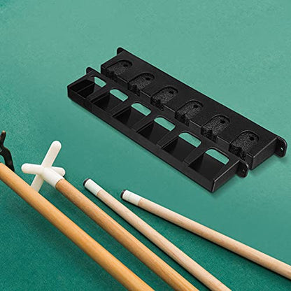 Skylety 2 Pieces Pool Stick Holder Pool Cue Rack for 6 Cue Wall Mounted Table Stick, Balls Billiard Table Accessories for Game Room Bars Clubs Billiard Players