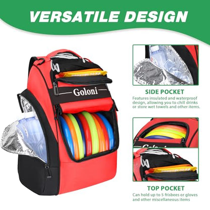 Disc Golf Bag Holds 23+ Discs,Durable Disc Golf Backpack with cooler compartment,Large Capacity Frisbee Bags