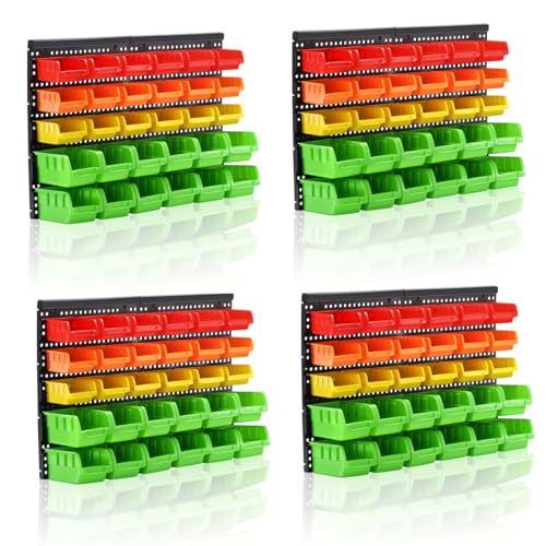 MULSAME Wall Mounted Storage Bins Parts Rack 4 Colors Bin Organizer Garage Plastic Shop Tool, Garage Organizers and Storage (Style-Serene 50.4"*32.4" - size: 50.4"*32.4", style: Serene