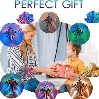 Gear Ball 3D Printed Spin Ball Cube Fidget Toys, Gear Sphere Fidget Toy, GearSphere Desk Toy Stress Fidget Balls, Fidgets Spinners for Adults & Kids Anxiety Relaxing (Laser Rose Gold, 3.1 Inch) - color: Laser Rose Gold, size: 3.1 Inch