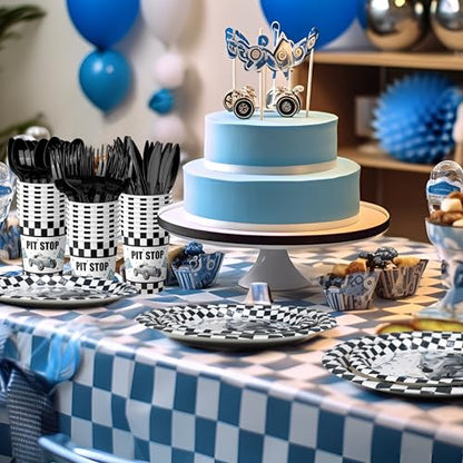 Race Car Birthday Party Favors & Supplies - Racing Car Theme Tableware Set with Plates, Napkins, and Forks - style: Race Car