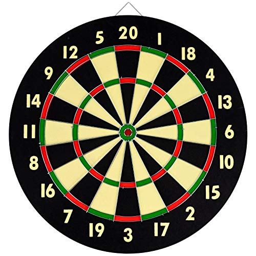 NEW DART BOARD + 6 BRASS DARTS FLAG CHECKERS 16.5" inch