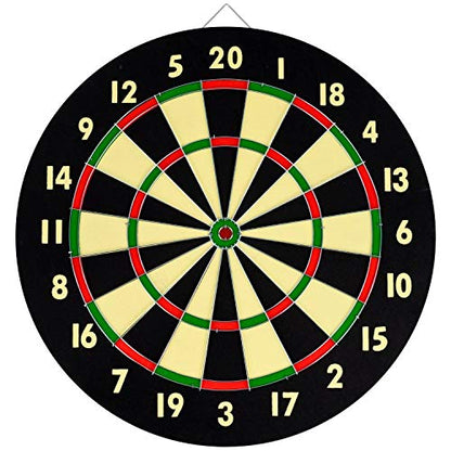 NEW DART BOARD + 6 BRASS DARTS FLAG CHECKERS 16.5" inch