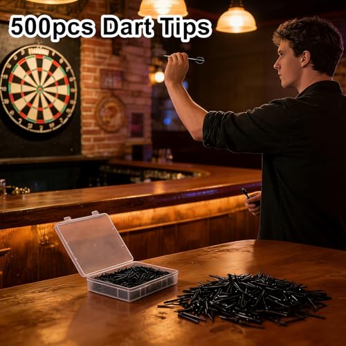 500 Pack 2BA Thread Soft Dart Tips, Plastic Dart Points Replacement, Premium Dart Accessories