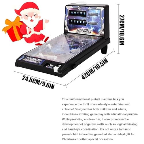 Tabletop Pinball Machine Retro, Classic Pinball Toy with Lights Sounds, Electronic Pinball Ball Shooting Game, Arcade Puzzle Games for Kids, Gift for Birthday Christmas Party