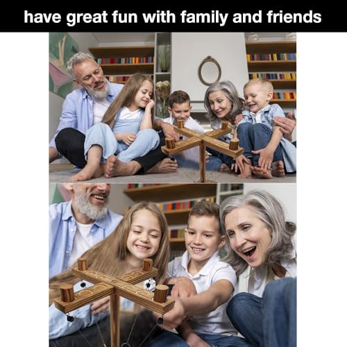 Ring Toss Game for Adults Up to 4 Players - Wooden Table Top Ring Hook Game - Easy to Assemble - Multiple Game Scenes - Classic Ring Toss Game for Adults