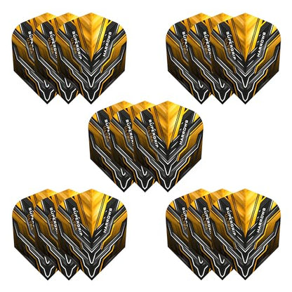 Harrows SUPERGRIP Ultra Flights| Set of x5 Premium Extra Strong Dart Flight Bag (15 Flights) (Gold) - color: Gold
