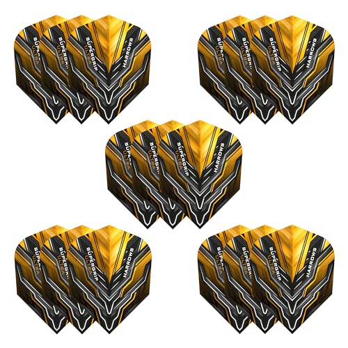 Harrows SUPERGRIP Ultra Flights| Set of x5 Premium Extra Strong Dart Flight Bag (15 Flights) (Gold) - color: Gold
