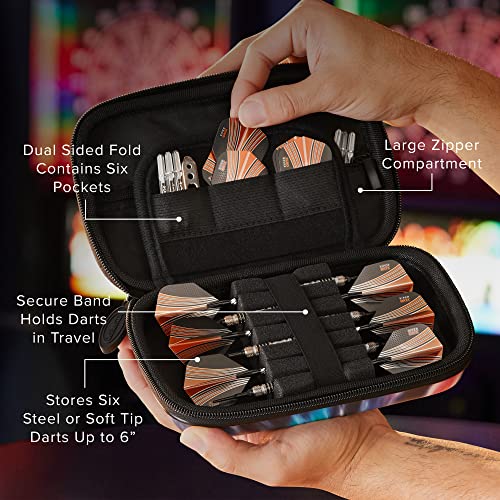 Casemaster by GLD Products Sentinel 6 Dart Case, Holds Extra Accessories, Tips, Shafts and Flights, Compatible with Steel Tip and Soft Tip Darts, Impact & Water Resistant Tactech Shell, Tie Dye - color: Tie Dye