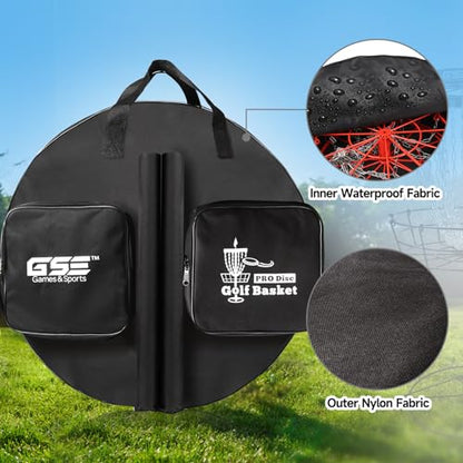 GSE Games & Sports Expert Disc Golf Basket Carrying Bag, Golf Frisbee Transit Bags, Portable Storage Bag for 12-Chain/24-Chain Golf Targets Basket