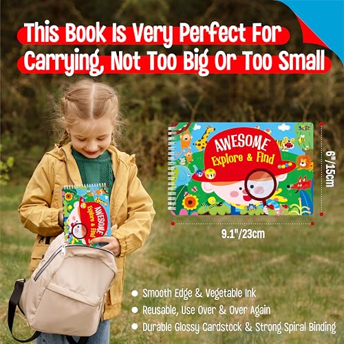 SpriteGru 28 Dry Erase Activities Book, Reusable & Erasable Game Pad, Explore and Find Games Interesting Educational Toy and Learning Tool for Road Trip Airplane Travel - style: Explore & Find