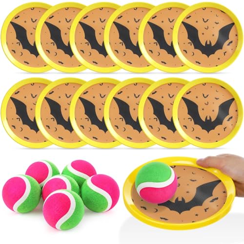 Arrowbash Toss and Catch Ball Game for Kids, 12 Paddles and 6 Sticky Balls, Toddler Baseball Glove & Catch Ball Toys Beach Outdoor Toys Birthday Gift Set for Ages 5 6 7 8-12(12 Pcs,Bat) - style: Bat