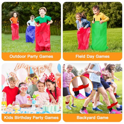 TITGIPE Potato Sack Race Bags - 32PCS Outdoor Games Sack Race Bags for Adults and Kids,3 Legged Race Bands,Egg Spoon Relay Race,Bean Bag Toss,Party Games for Kids,Field Day Games for Adults