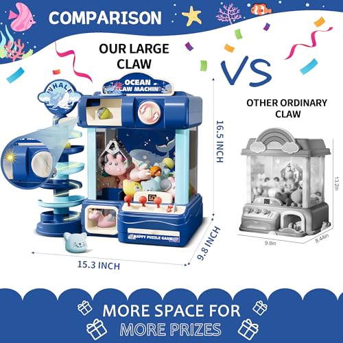 Kids Claw Machine, Arcade Game Toy for Ages 8-13, Candy Vending Toys for Girls and Boys, Electronic Claw Game Machine for Party with Lights Sound, Birthday Gifts for 6 7 9 10 12 Years Old - style: 2-in-1 Large Whale Wonder