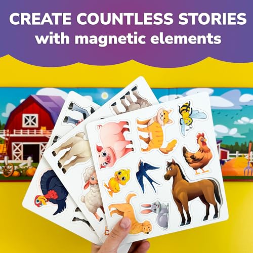 QUOKKA Travel Magnetic Puzzles for Toddlers 1-3 – 20+Pcs Farm Toy Game with Extra-Long Play Book – Fun Travel Game for Kids Ages 3-5 – Strong Magnets for Car Activities – Fun Toddler Puzzle Ages 2-4 - color: 01. Pink
